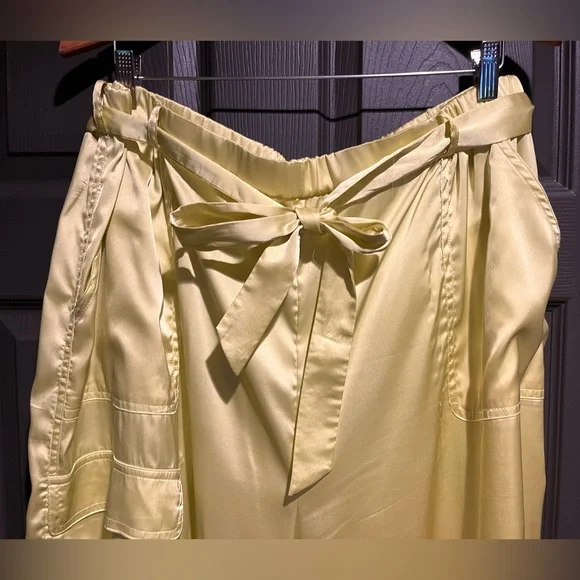 Hutch Anthropologie Satin Utility Pants - Chartreuse - PLUS 3X - HEMMED - Picture 2 of 16